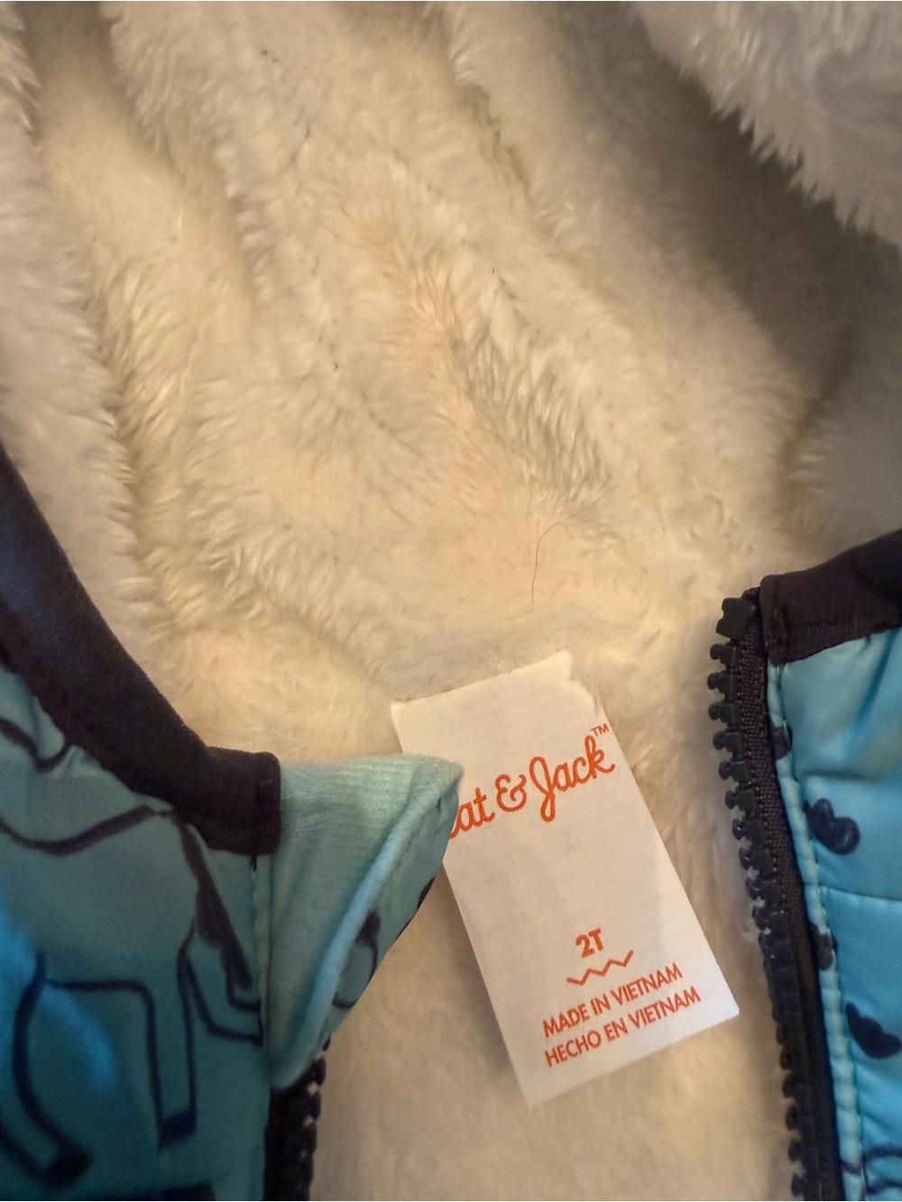 Cat & Jack Baby Jacket puffer reversible fleece unicorn print size 2T - Picture 2 of 6